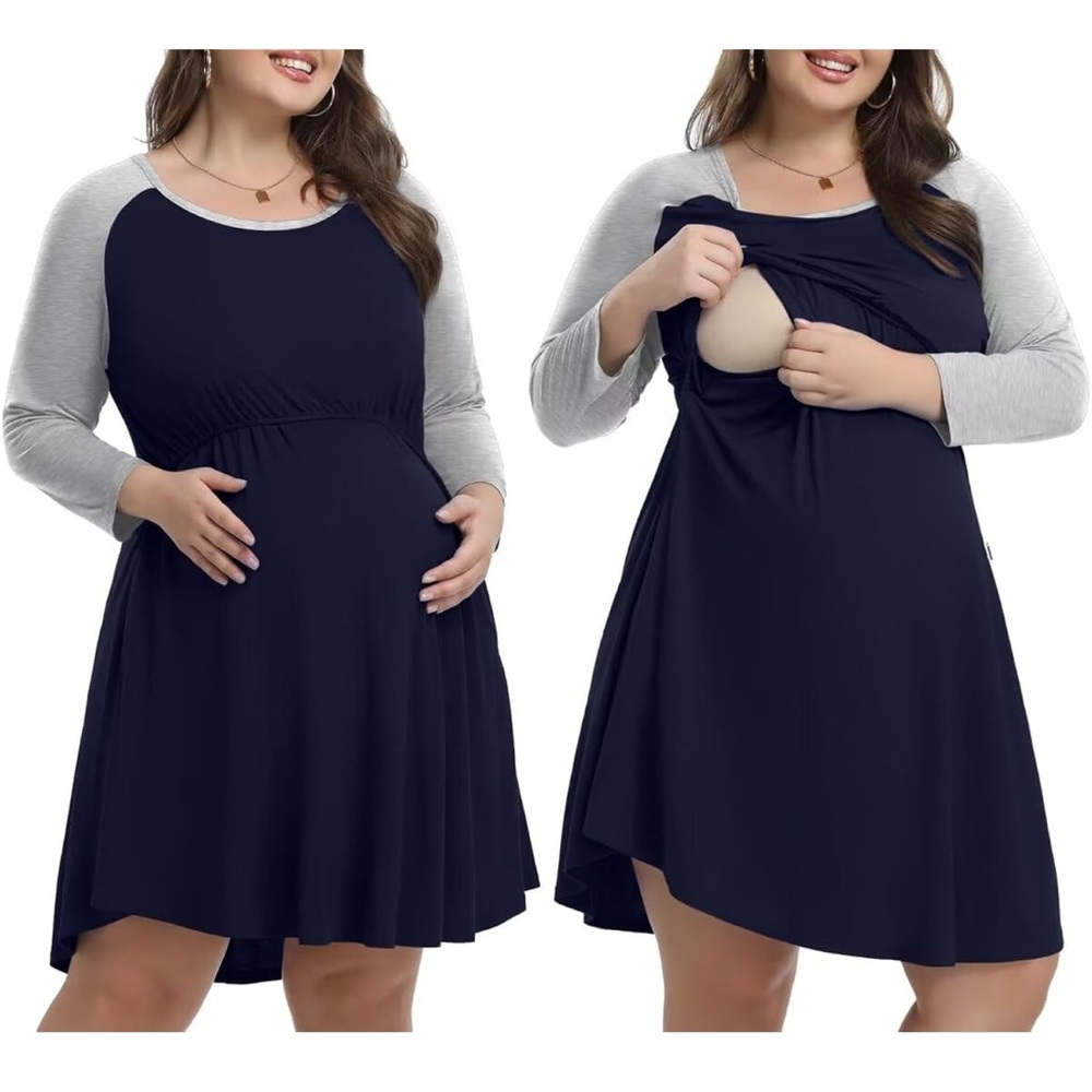 Mannuro (Size 5X) Long Sleeve Nursing Nightgown